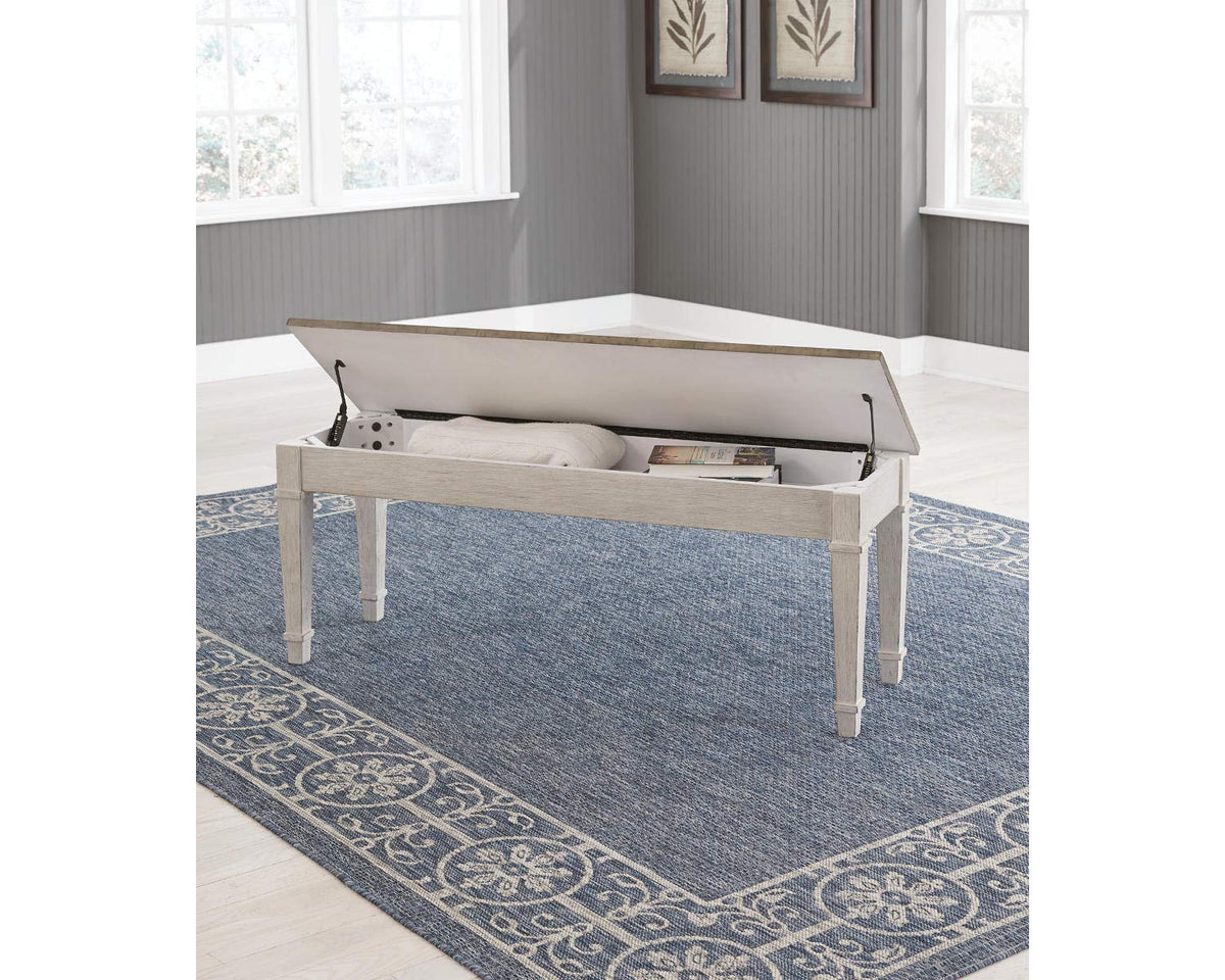 White Light Brown Wood Storage Bench C574893