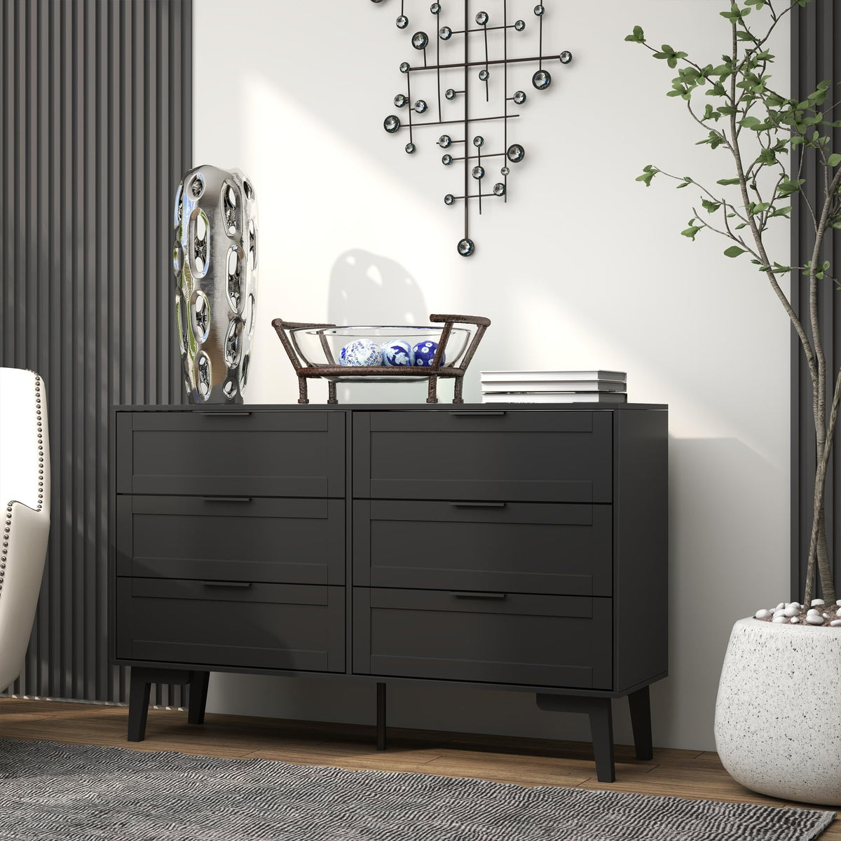 Black 6 Drawer Dresser R18947