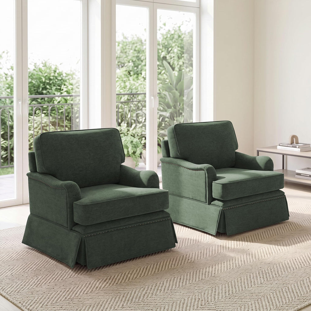 Green Swivel Accent Chair Set of 2 Z21077