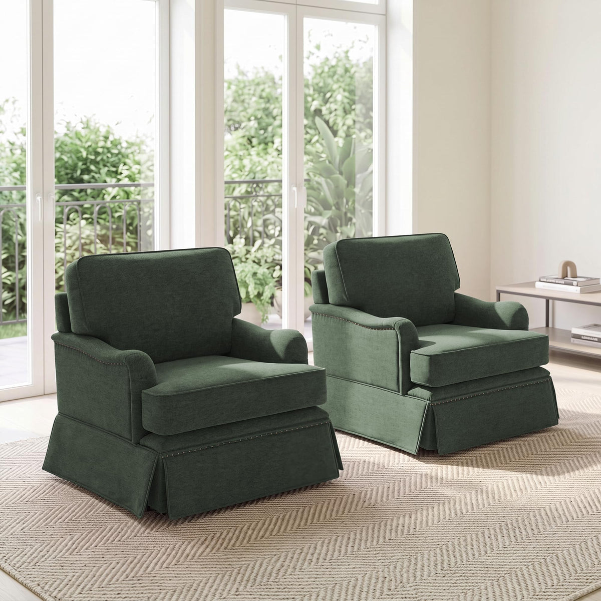 Green Swivel Accent Chair Set of 2 Z21077