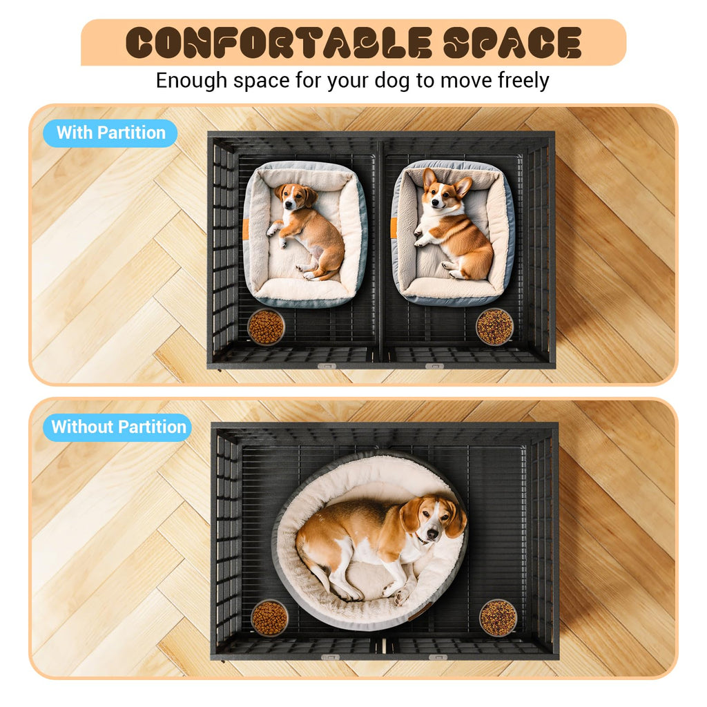 42 inch Heavy Duty Metal Dog Crate with Removable Tray and Wheels Z995665
