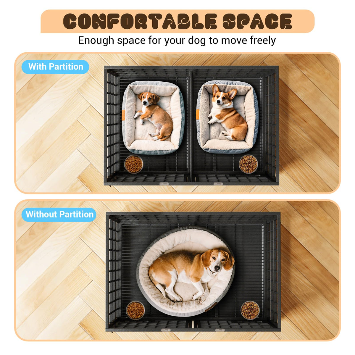 42 inch Heavy Duty Metal Dog Crate with Removable Tray and Wheels Z995665