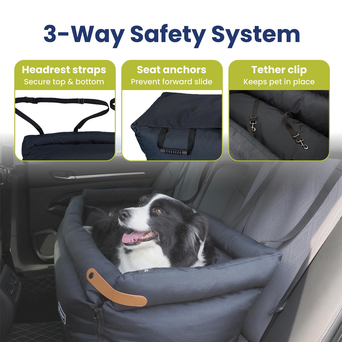2-in-1 Pet Car Seat & Convertible Travel Dog Bed, XL, Black O8197