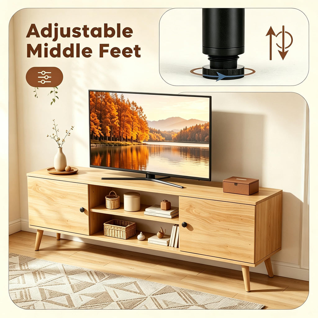 55 60 inch Wood TV Stand with 2 Cabinets A134