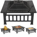 32" Square Metal Wood Burning Fire Pit Table K571