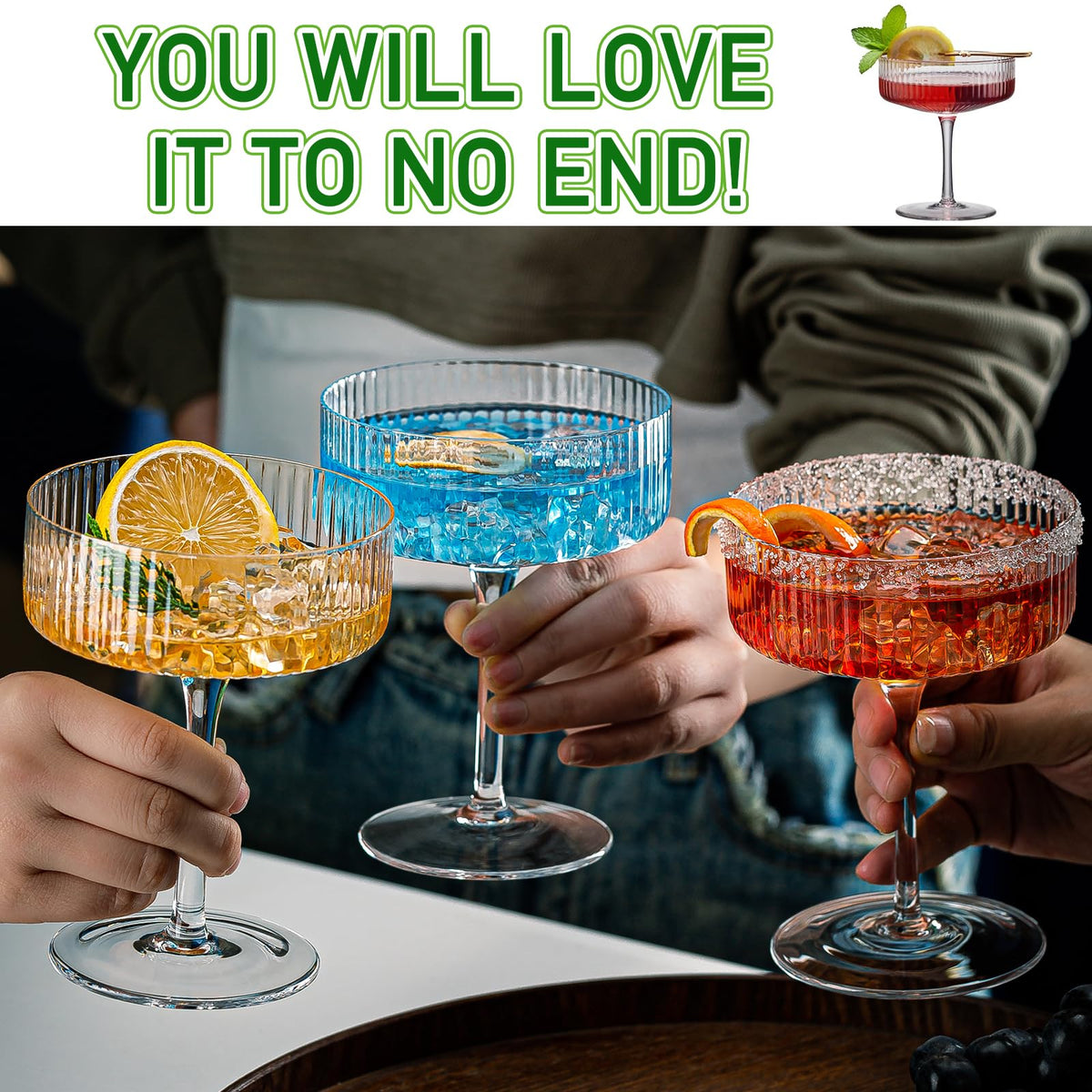 12 Pcs 10oz Acrylic Stem Cocktail Glassware Set R462012