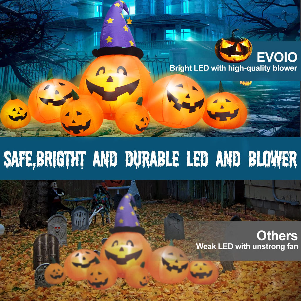 8 FT Inflatable Pumpkins and Witch Hat with Built-in LED Lights Q114359