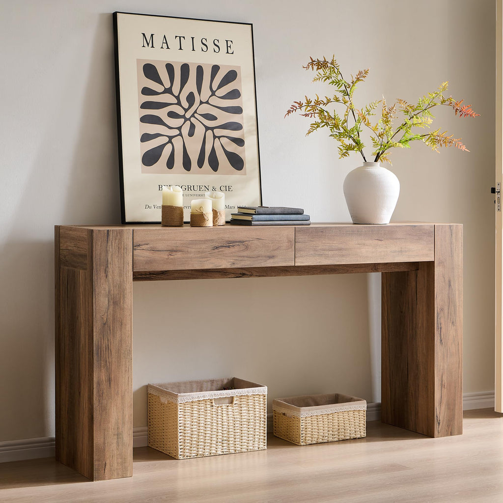Rustic Oak Console Table with Drawers B6864