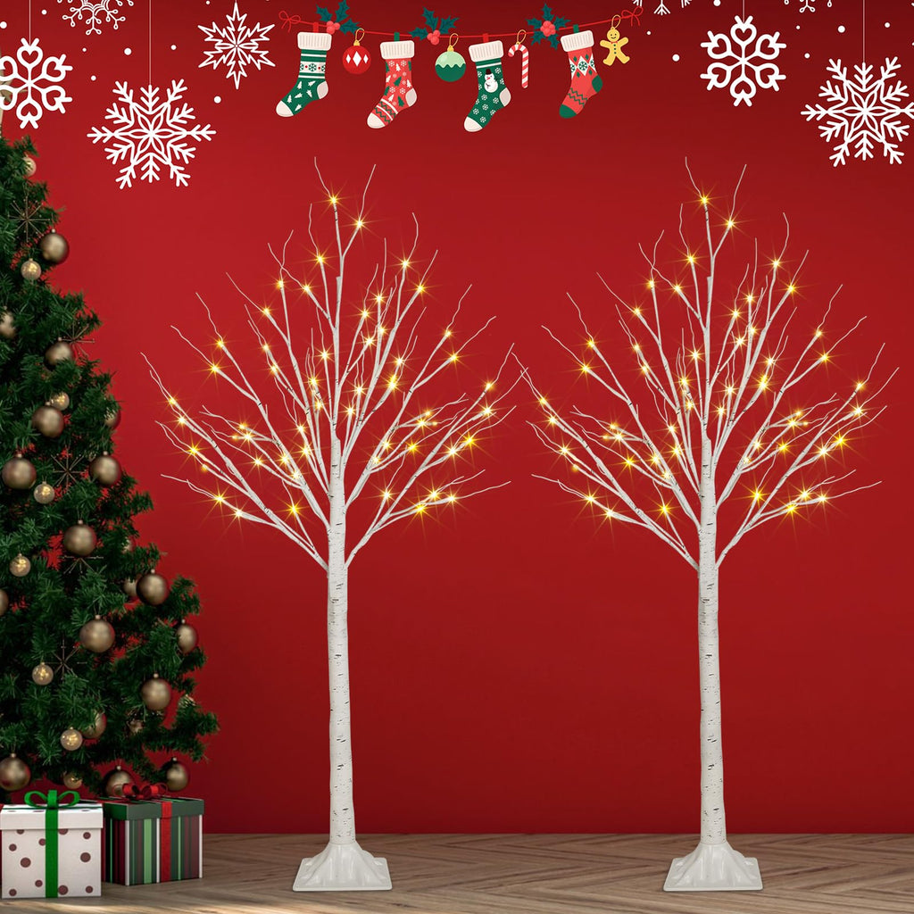 2 Pack 4FT Lighted Birch Trees L88317