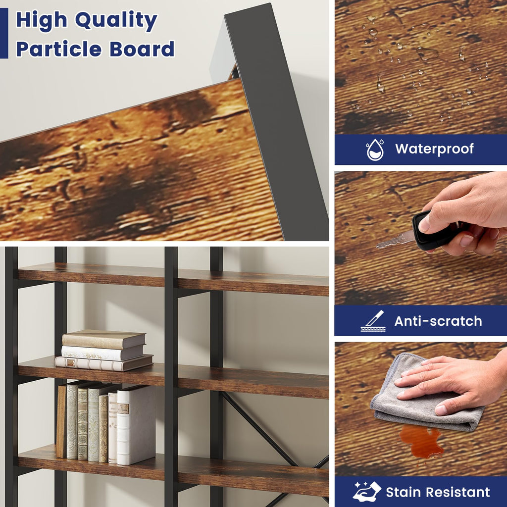 5 Tier Wood and Metal Bookshelf D313630