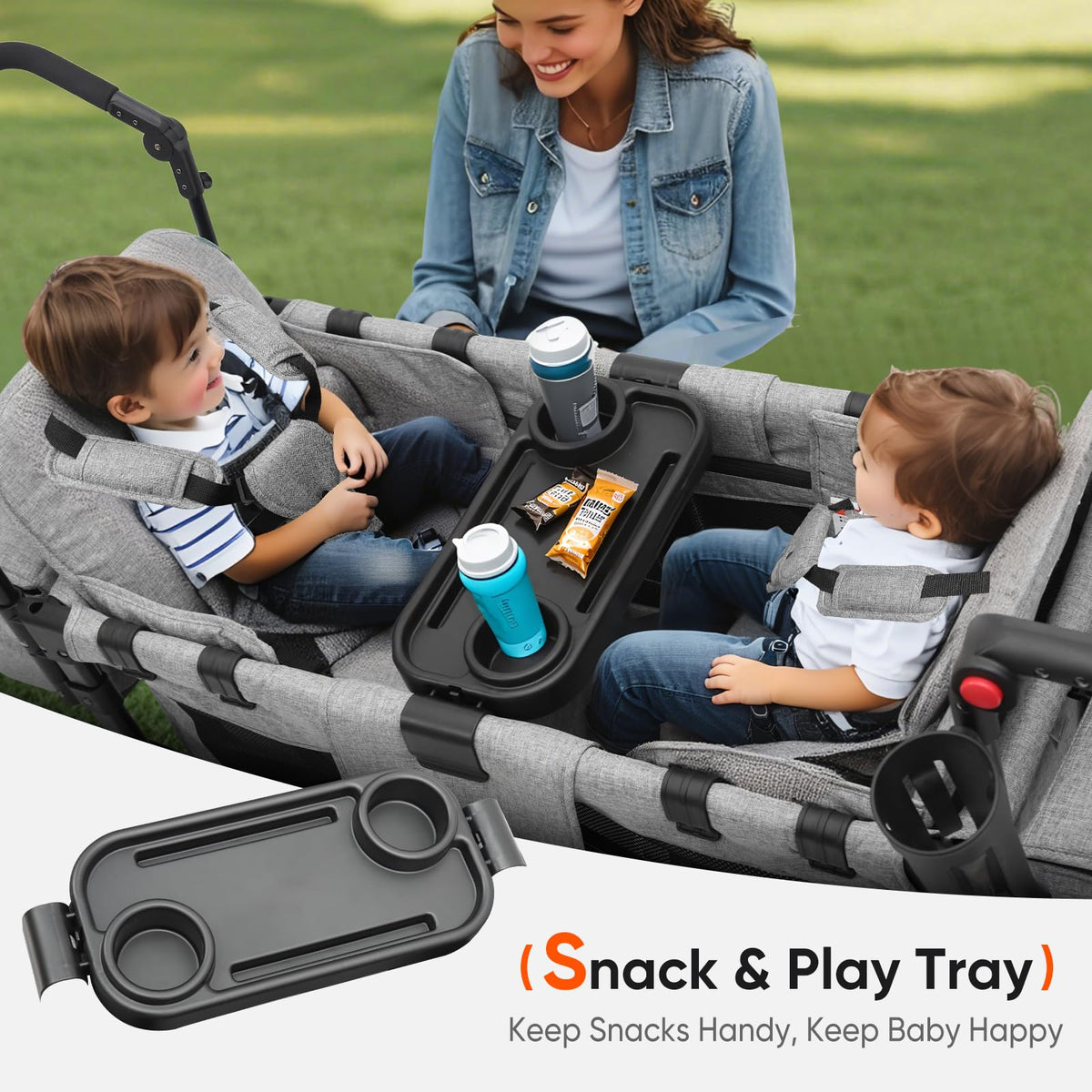 4-in-1 Wagon Stroller with Convertible Seats and Canopy U7234