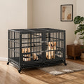 42 inch Heavy Duty Metal Dog Crate with Removable Tray and Wheels Z995665