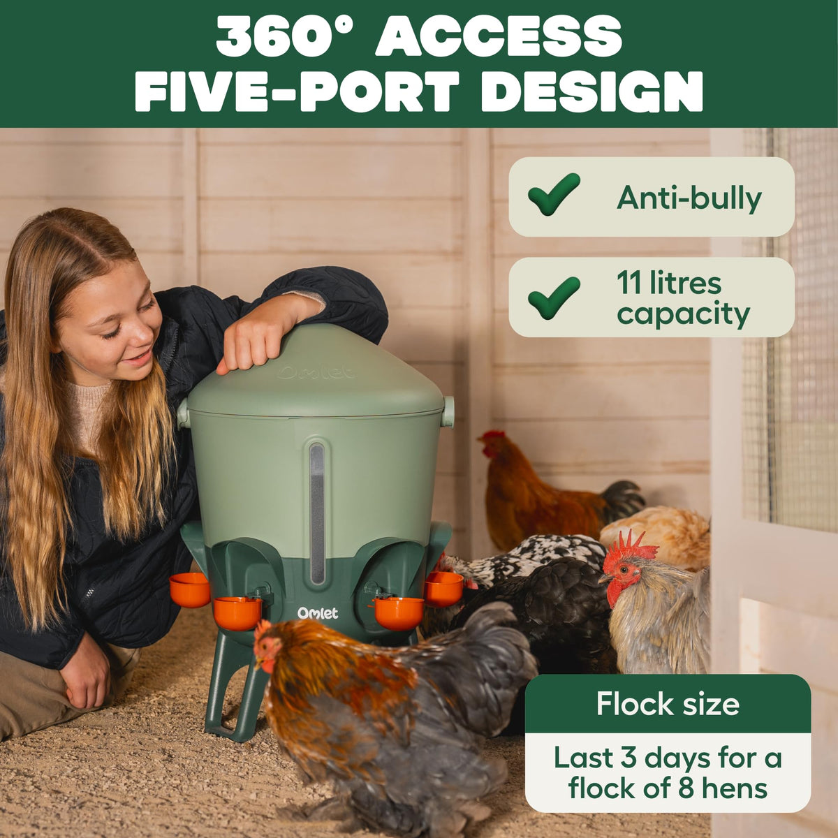 3 Gallon Insulated Chicken Waterer with Cups & Nipples F411879