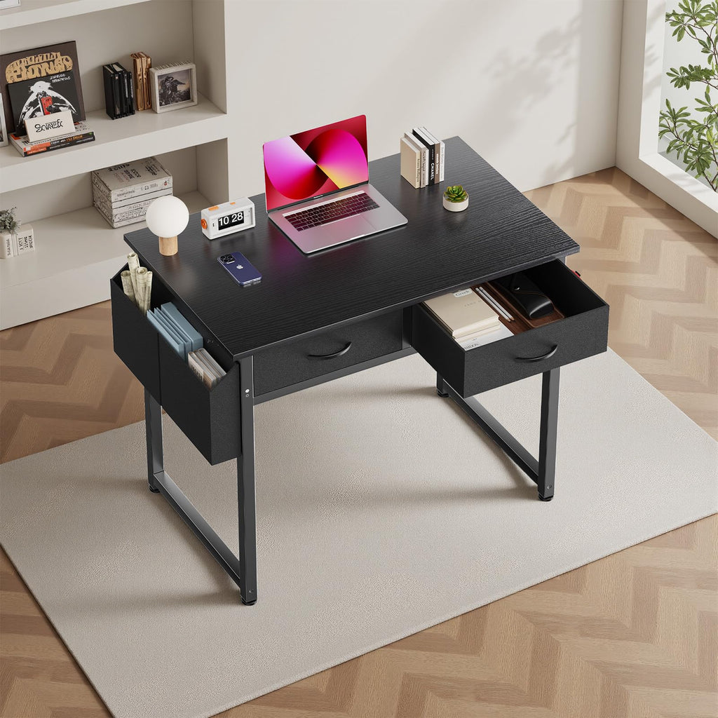 32" Black Computer Desk with Drawers I3938