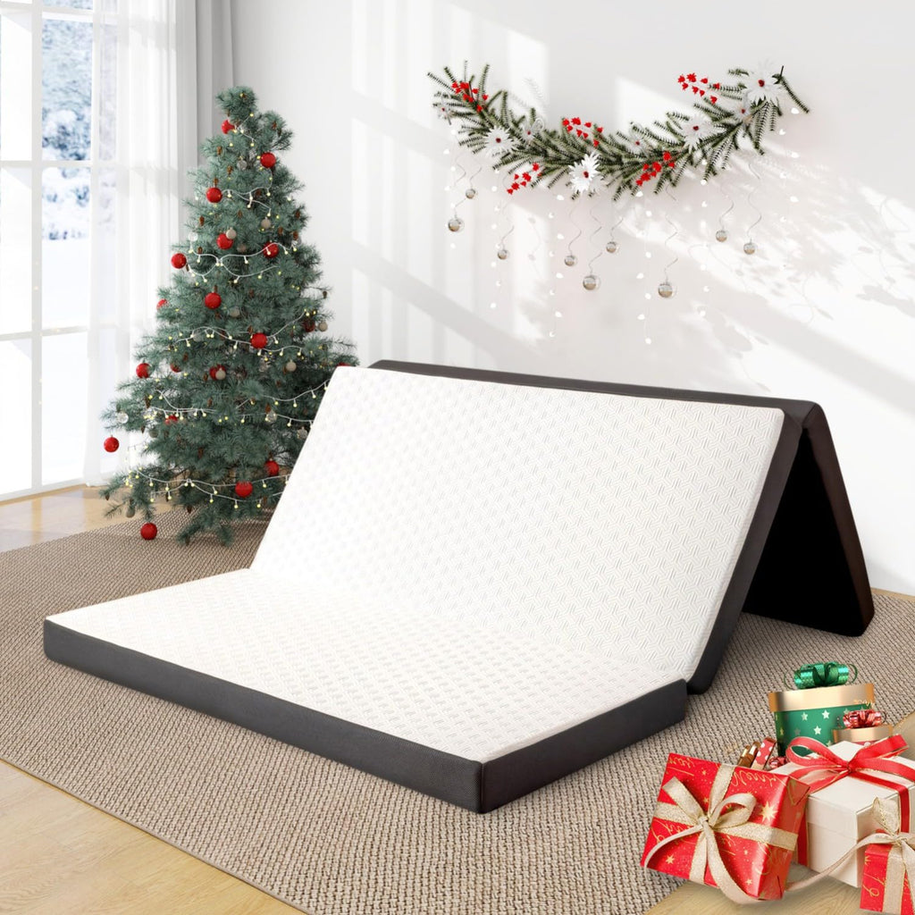 4 Inch Tri Fold Memory Foam Mattress with Washable Cover E81291