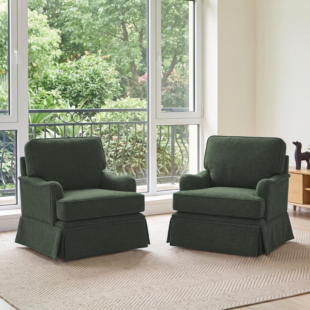 Green Swivel Accent Chair Set of 2 Z21077