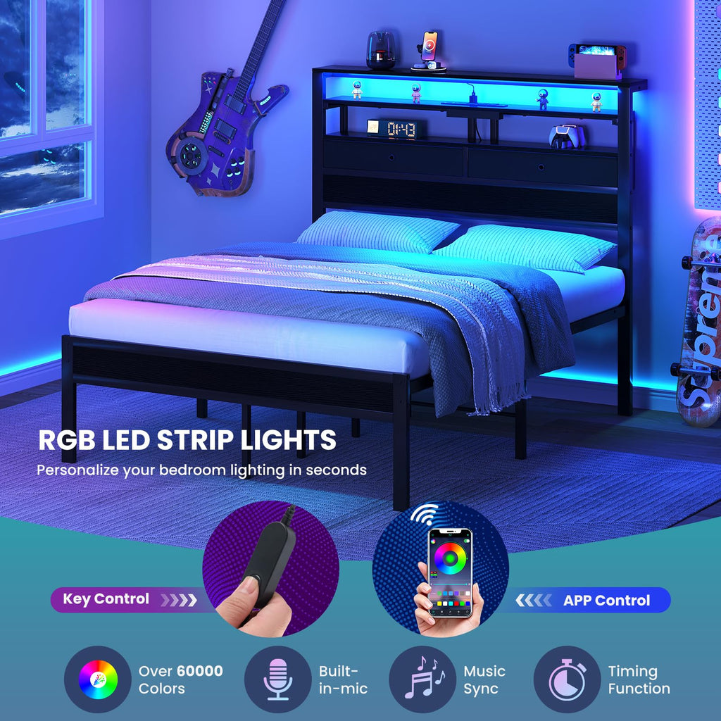 Full Bed Frame with Storage Z6517