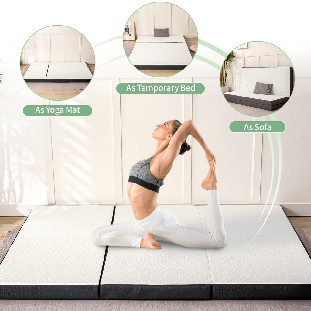 4 Inch Tri Fold Memory Foam Mattress with Washable Cover E81291
