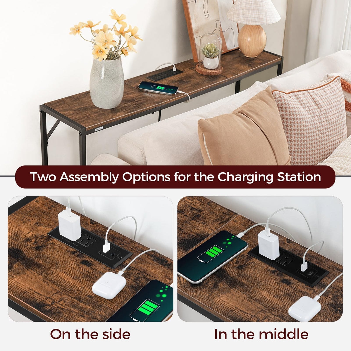 Narrow Sofa Table with Power Station F634533