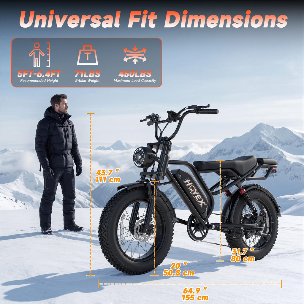 16/20" Fat Tire Electric Bike 1500W Peak Motor Removable Battery J7443