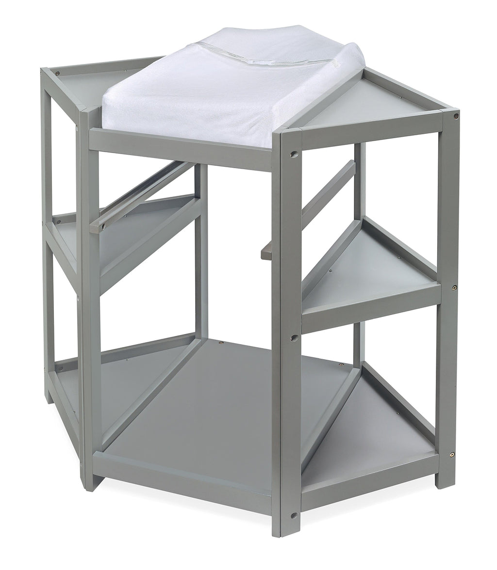 Gray Corner Baby Changing Table with Storage Bin E3193