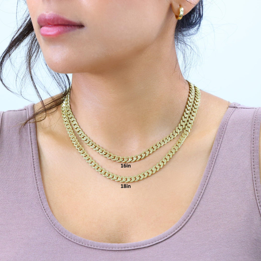10k Yellow Gold Cuban Link Chain Necklace E417
