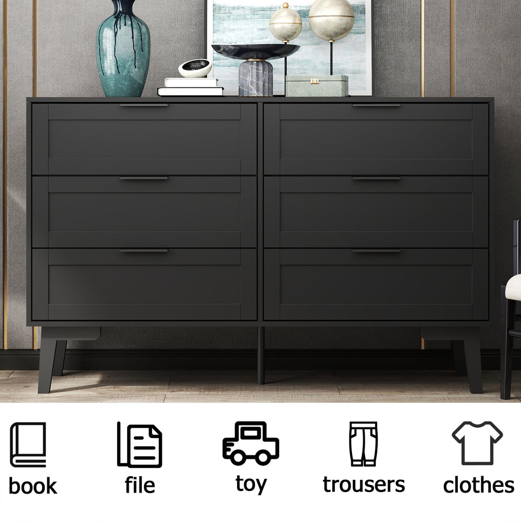 Black 6 Drawer Dresser R18947