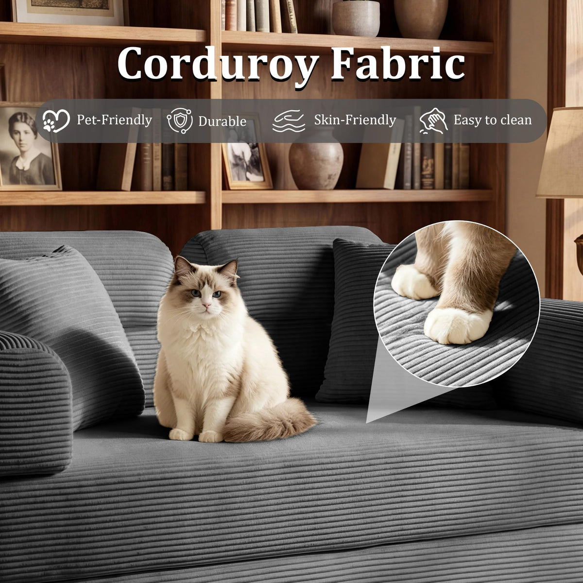 Pink Convertible Sofa Bed with 4 Pillows Z75366