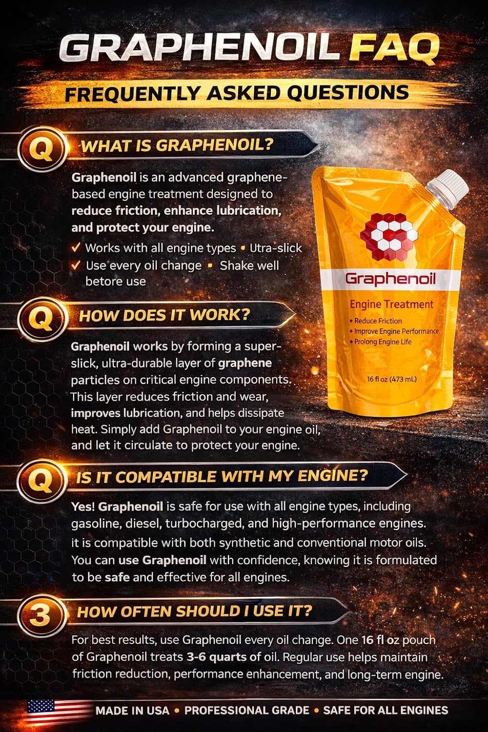 Graphene Engine Treatment, Pack of 6 – 16 oz Pouches K998049
