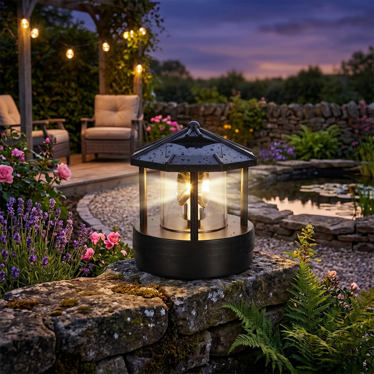 Solar Powered Rotating Lighthouse E379448