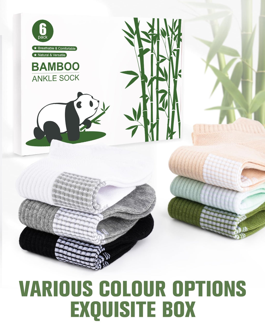 Women's Bamboo Viscose Ankle Socks, 6 Pairs R970665