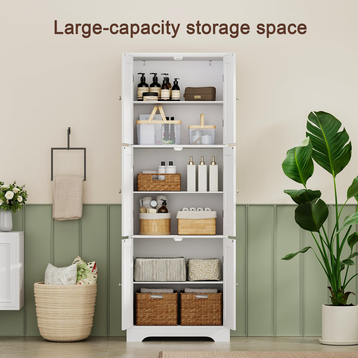 63.2" Tall Bathroom Storage Cabinet with 6 Doors F81378