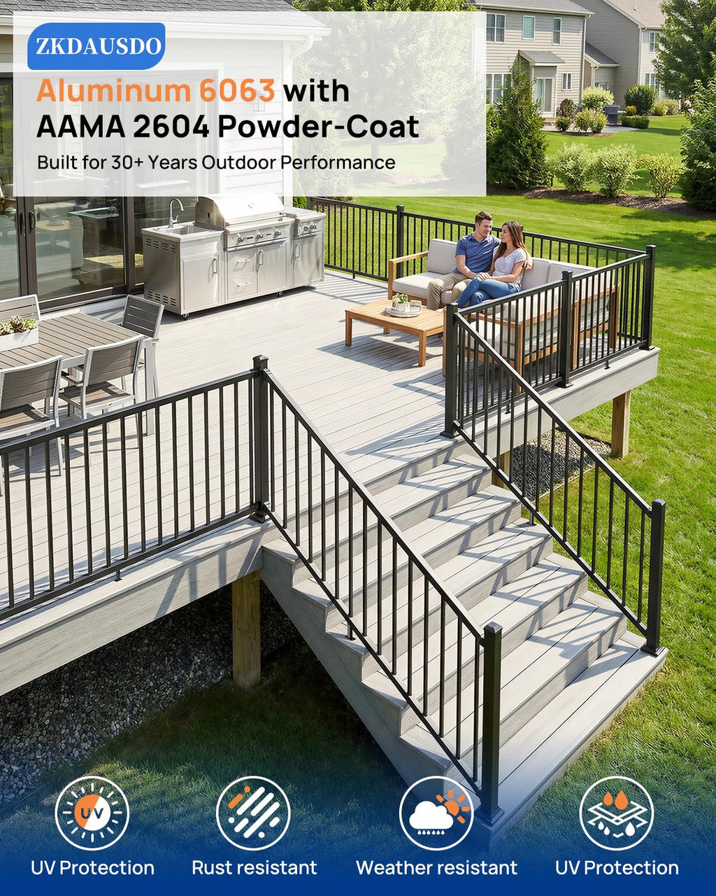 6 ft. W Aluminum Stair Railing Kit N2904
