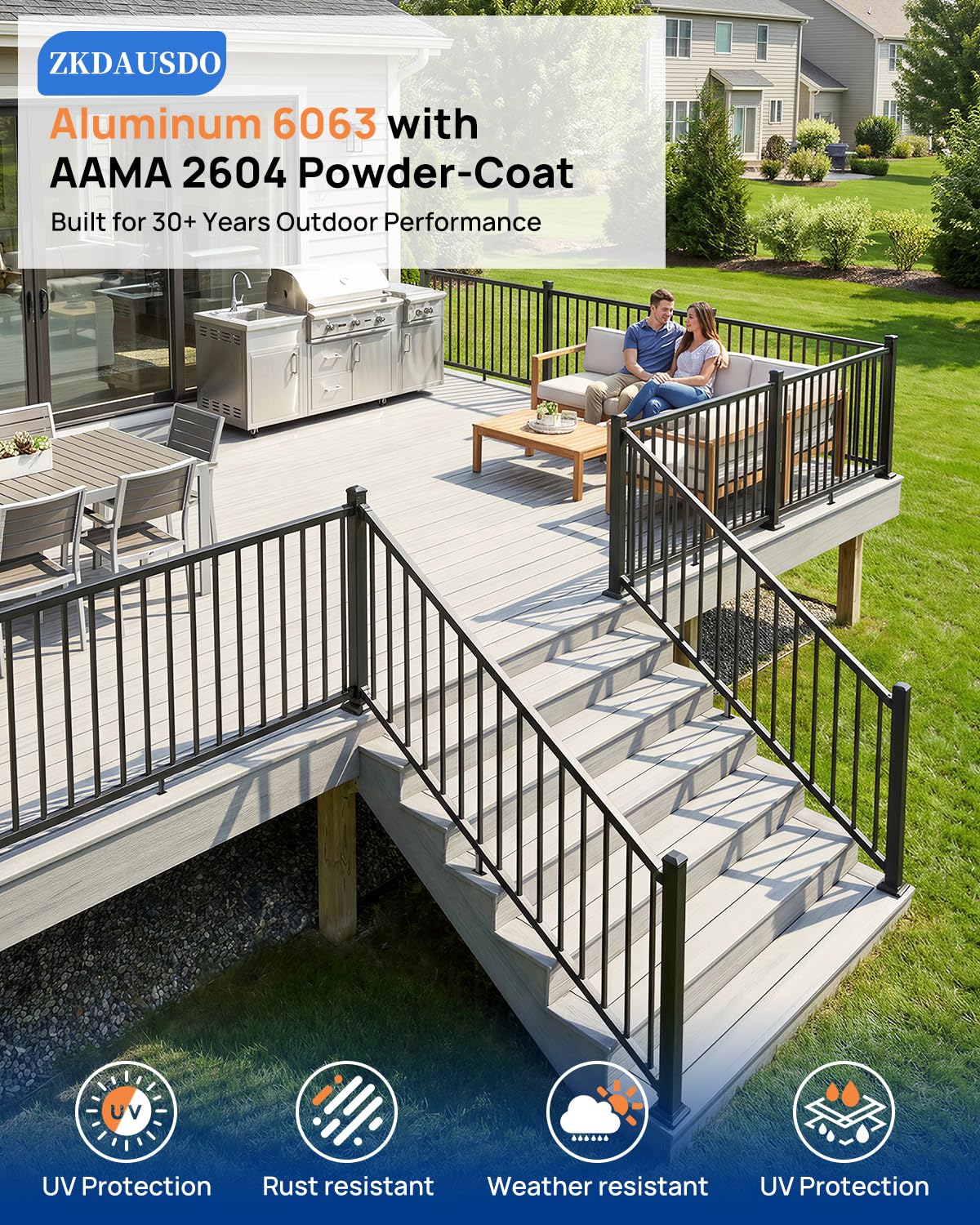 6 ft. W Aluminum Stair Railing Kit N2904