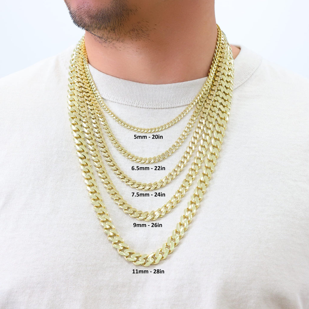 10k Yellow Gold Cuban Link Chain Necklace E417