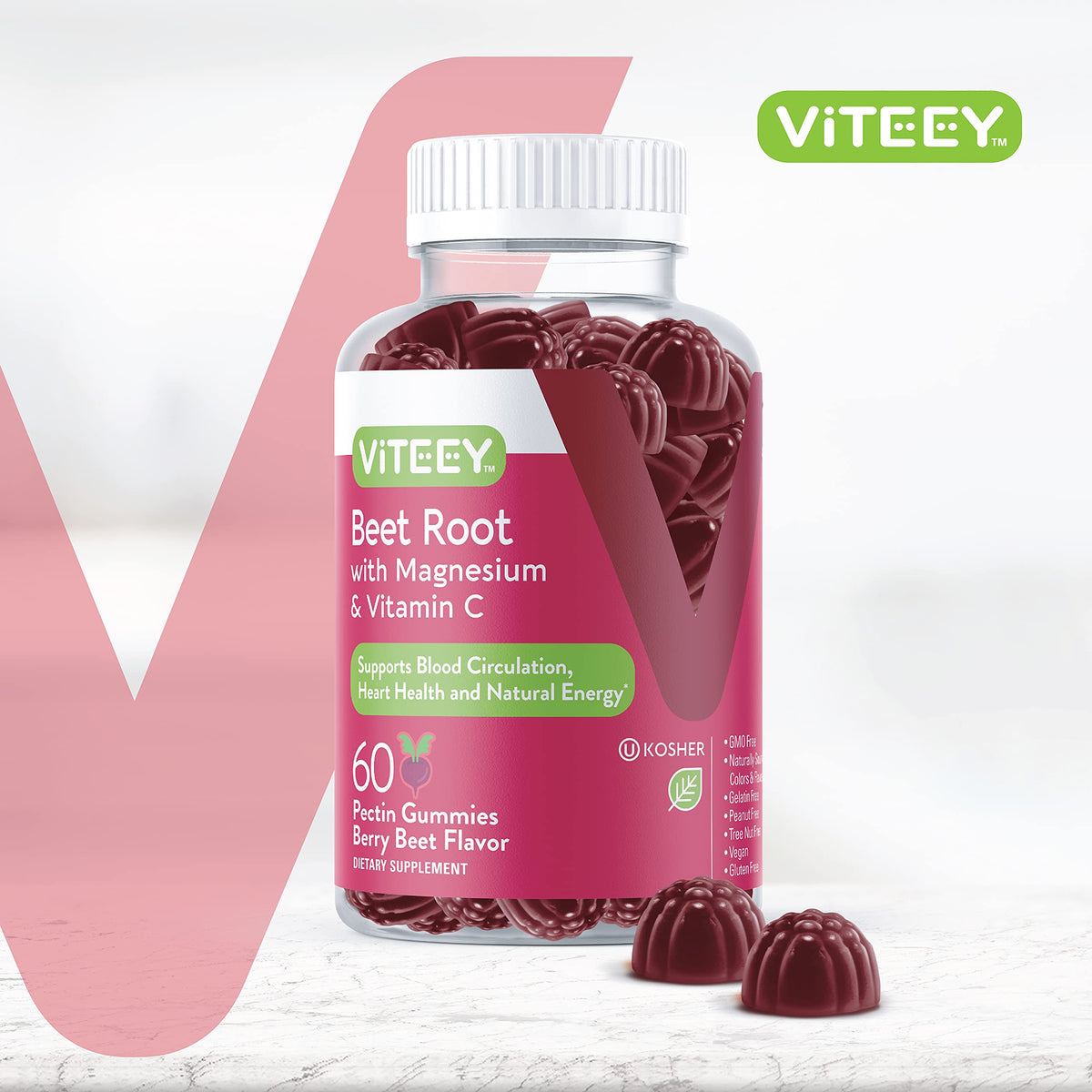 Beet Root Gummies with Magnesium & Vitamin C U9903