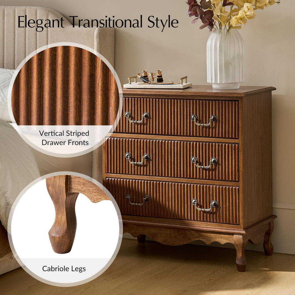 Set of 2 Wood Side Table with 3 Drawers and Charging Station O8382
