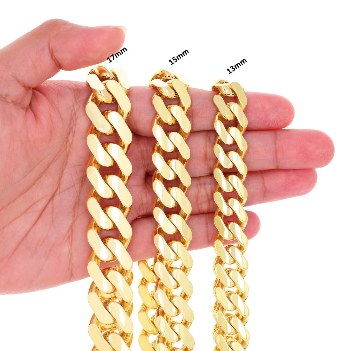 10k Yellow Gold Cuban Link Chain Necklace E417
