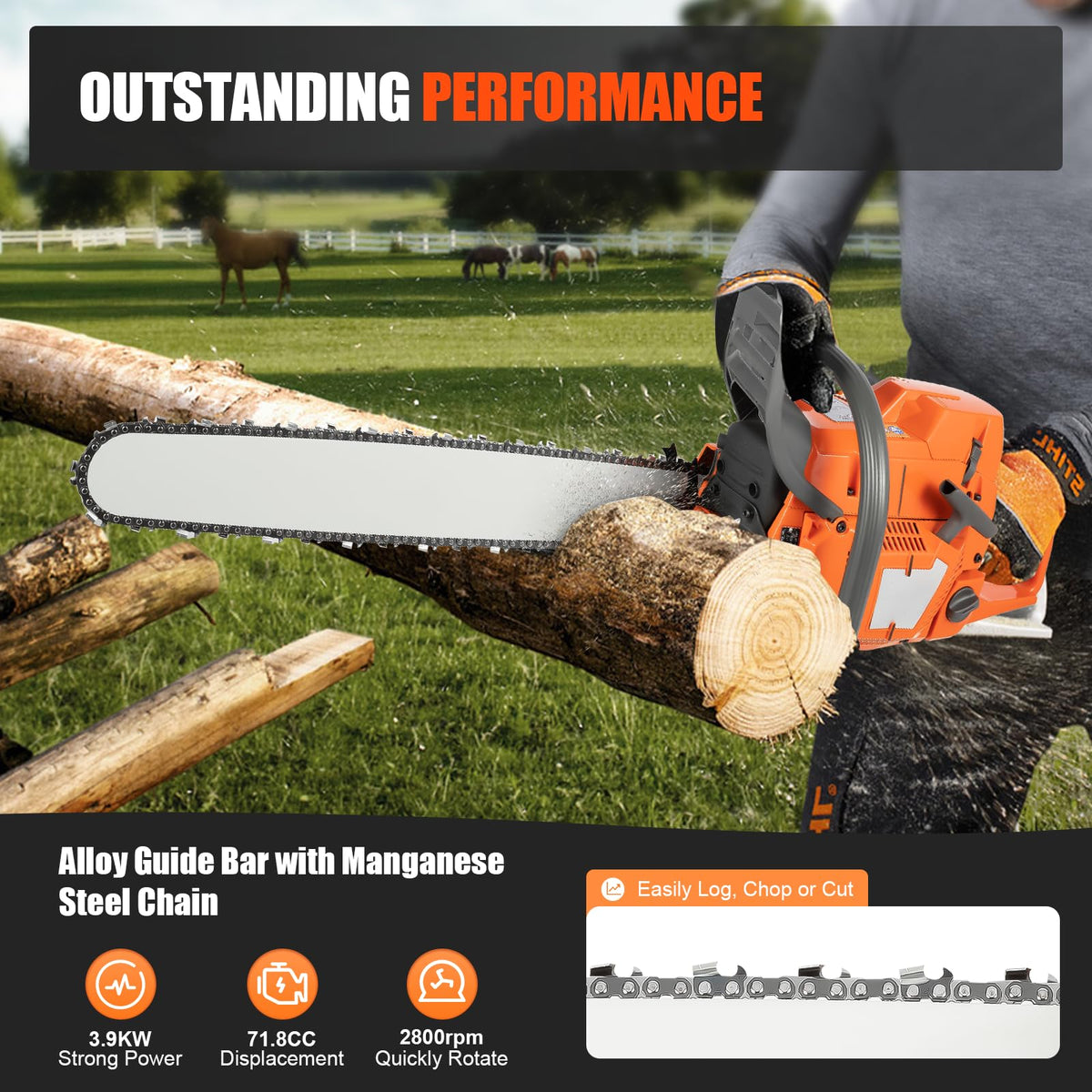 71.8CC 24inch 2-Stroke Gas Chainsaw E5357