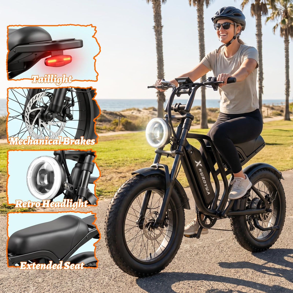 Electric Bike 1500W Peak Motor 48V 15.6Ah Removable Battery D923