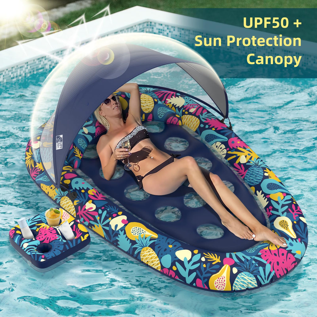 Inflatable Pool Float with Canopy Cup Holder L525
