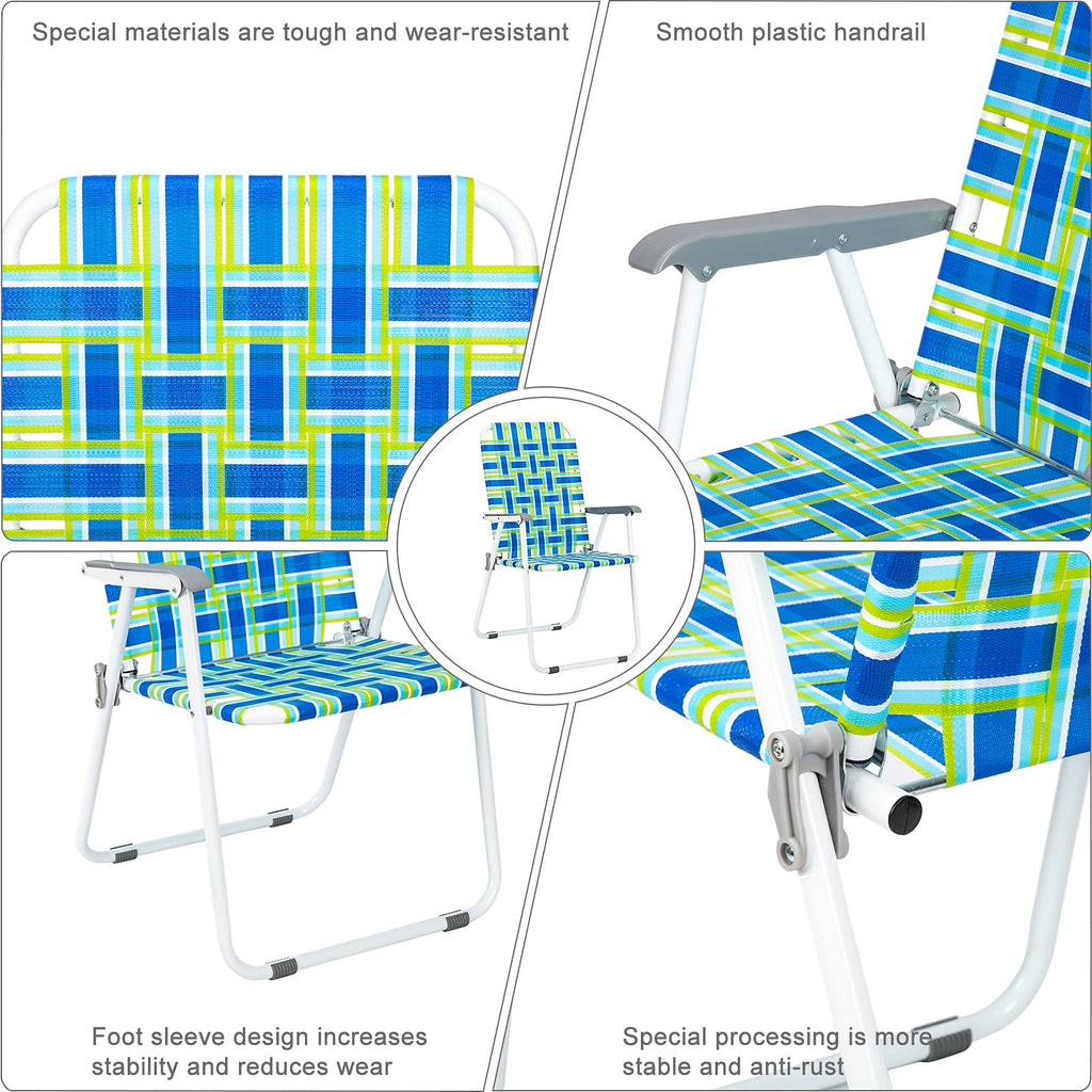 Blue Strip Set of 2 Folding Beach Chairs D83066