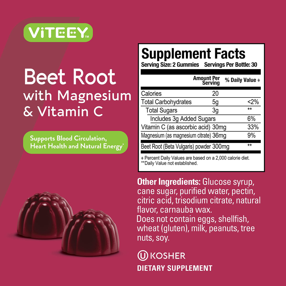 Beet Root Gummies with Magnesium & Vitamin C U9903