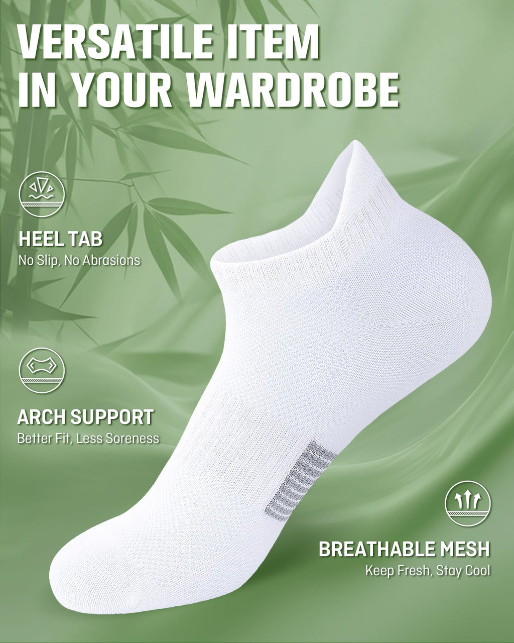 Women's Bamboo Viscose Ankle Socks, 6 Pairs R970665