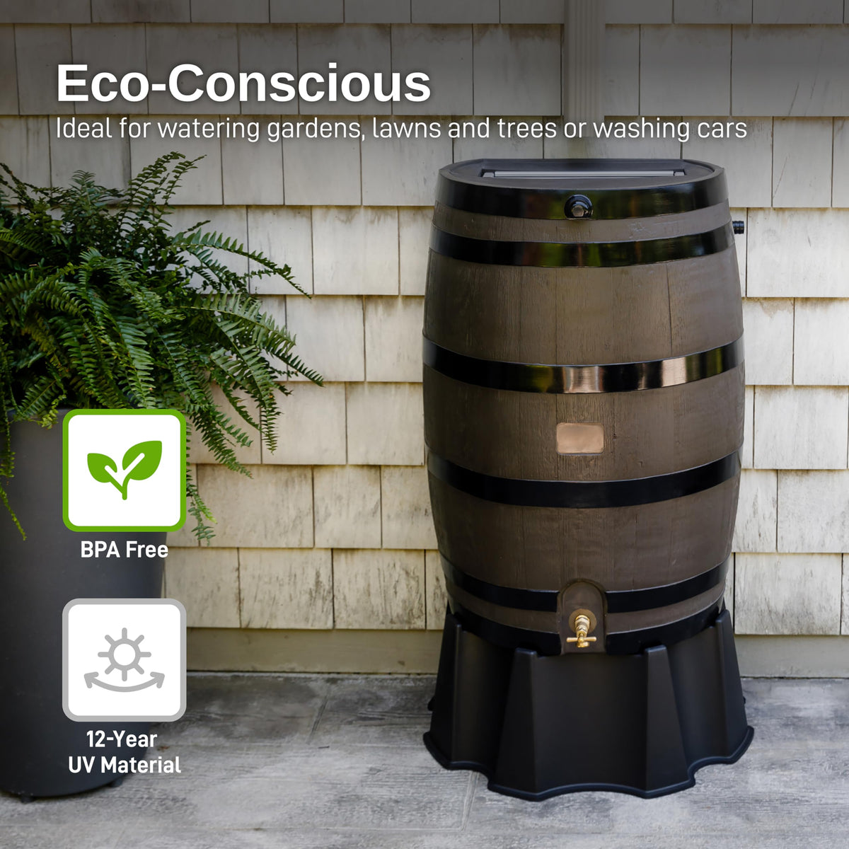50-Gallon Black Rain Barrel Stand H388004
