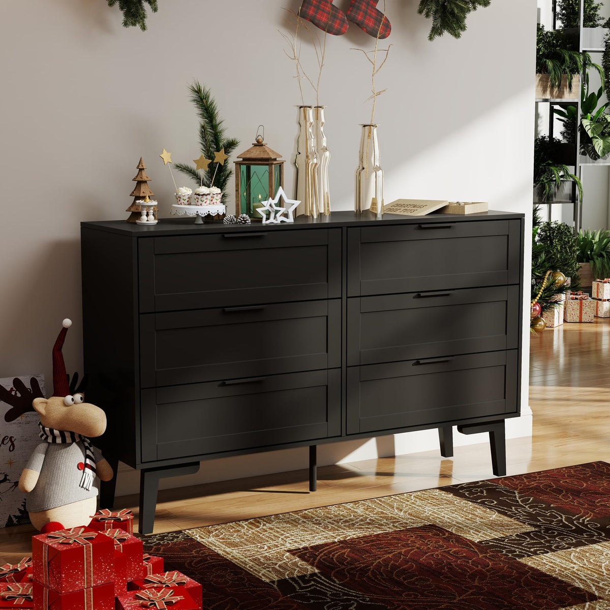 Black 6 Drawer Dresser R18947