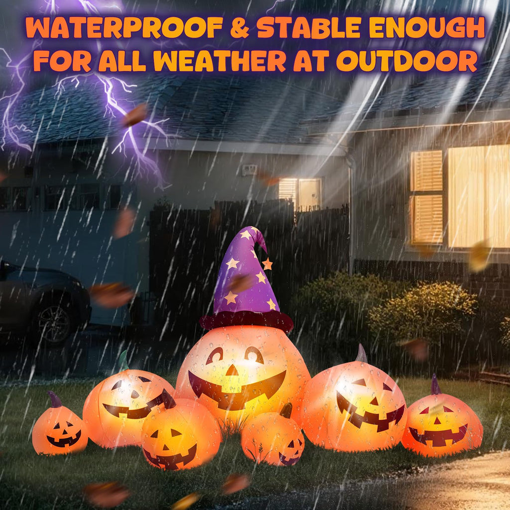 8 FT Inflatable Pumpkins and Witch Hat with Built-in LED Lights Q114359