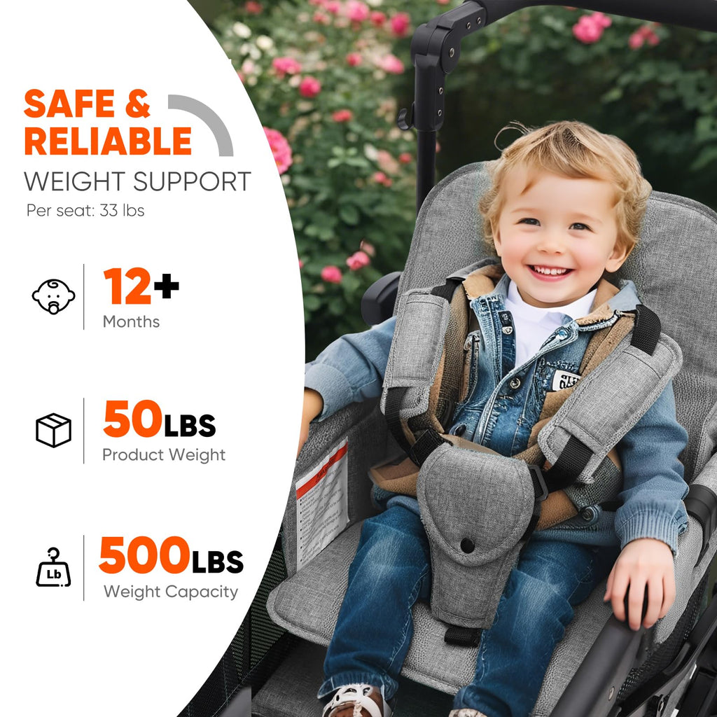 4-in-1 Wagon Stroller with Convertible Seats and Canopy U7234