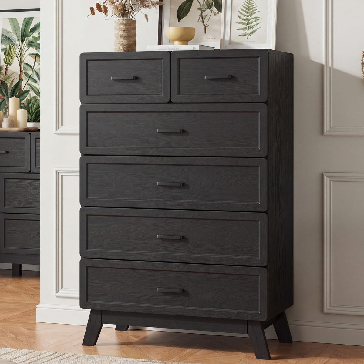Black 6 Drawer Dresser A931