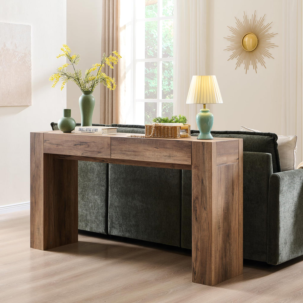 Rustic Oak Console Table with Drawers B6864